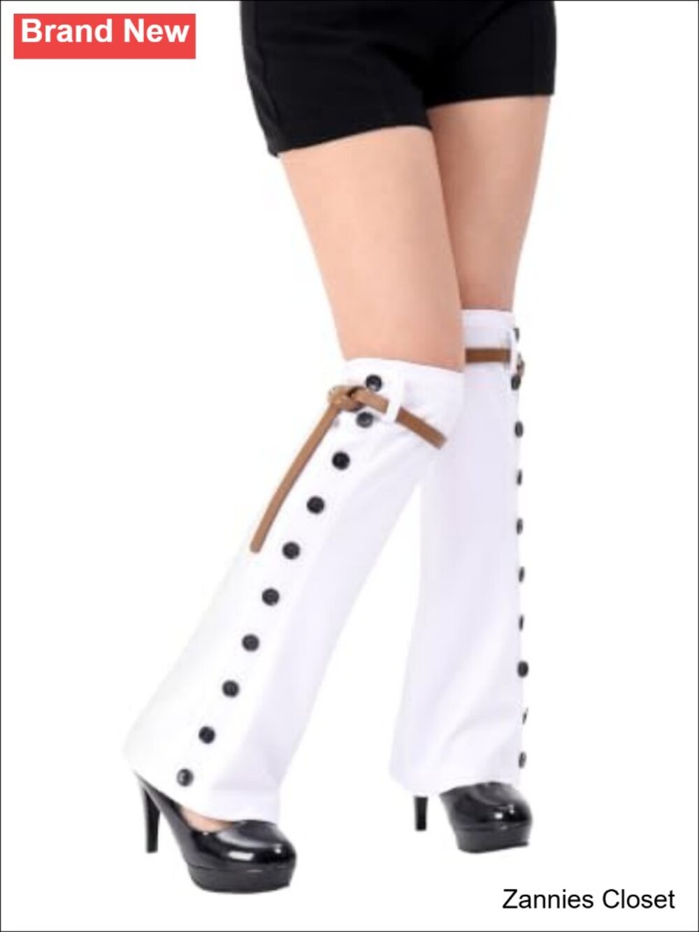 👻 Victorian Steampunk Boot Covers Over-the-Knee Spats Faux Leather Strap